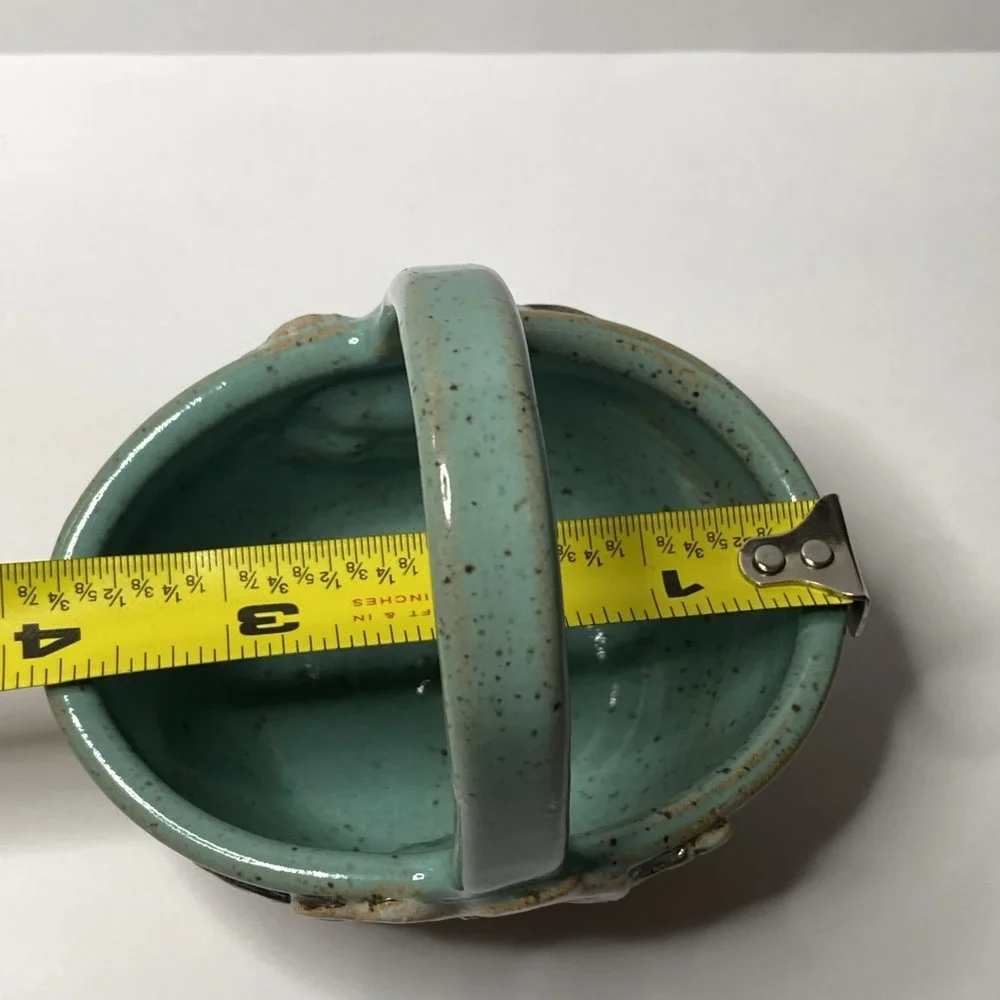 Vtg Old Patagonia Pottery Small Floral Basket Blue Brown 89‎ RARE